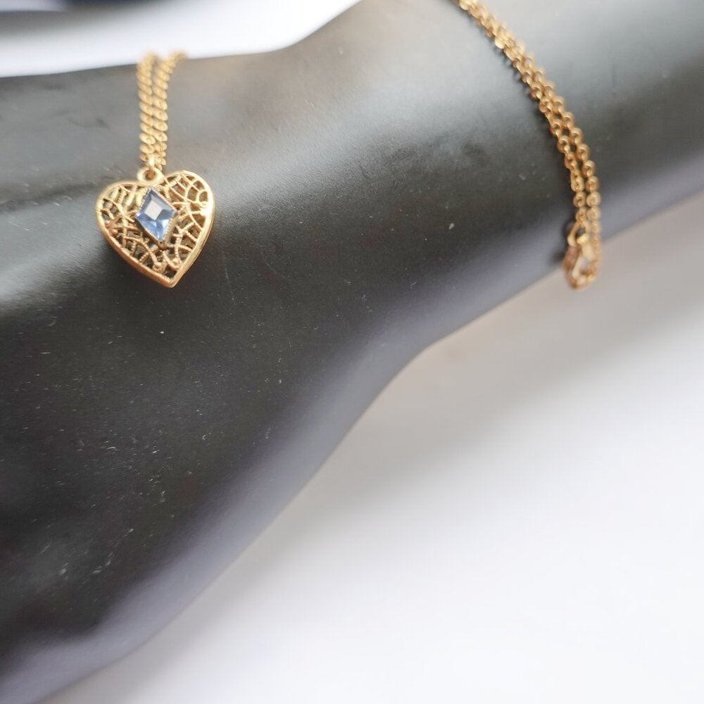 Kiddie Kraft 12k gold filled heart sapphire childs pendant  necklace